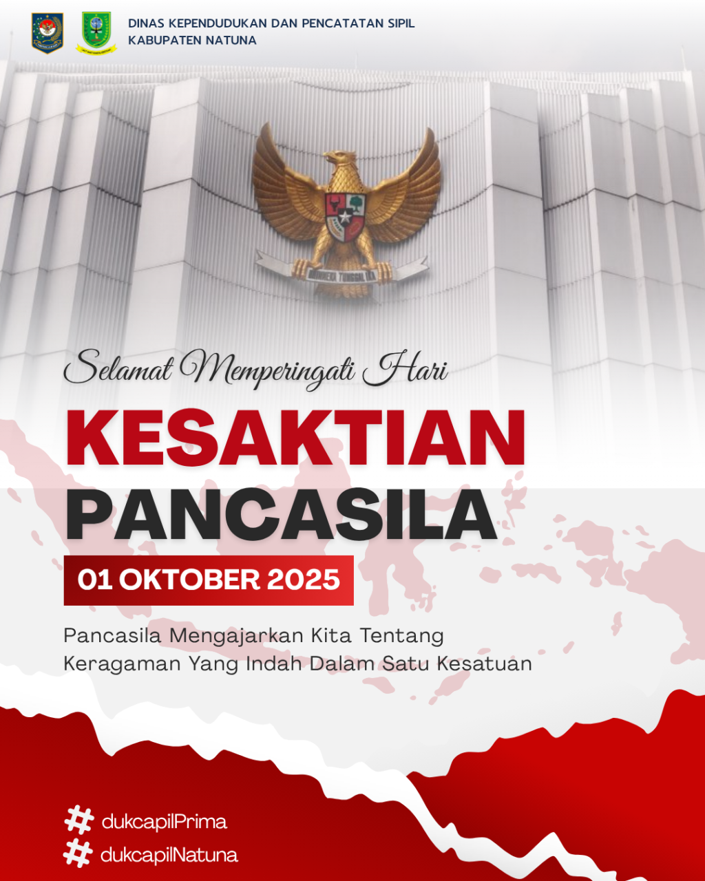 Merah dan Putih Modern Ucapan Hari Kesaktian Pancasila Instagram Post